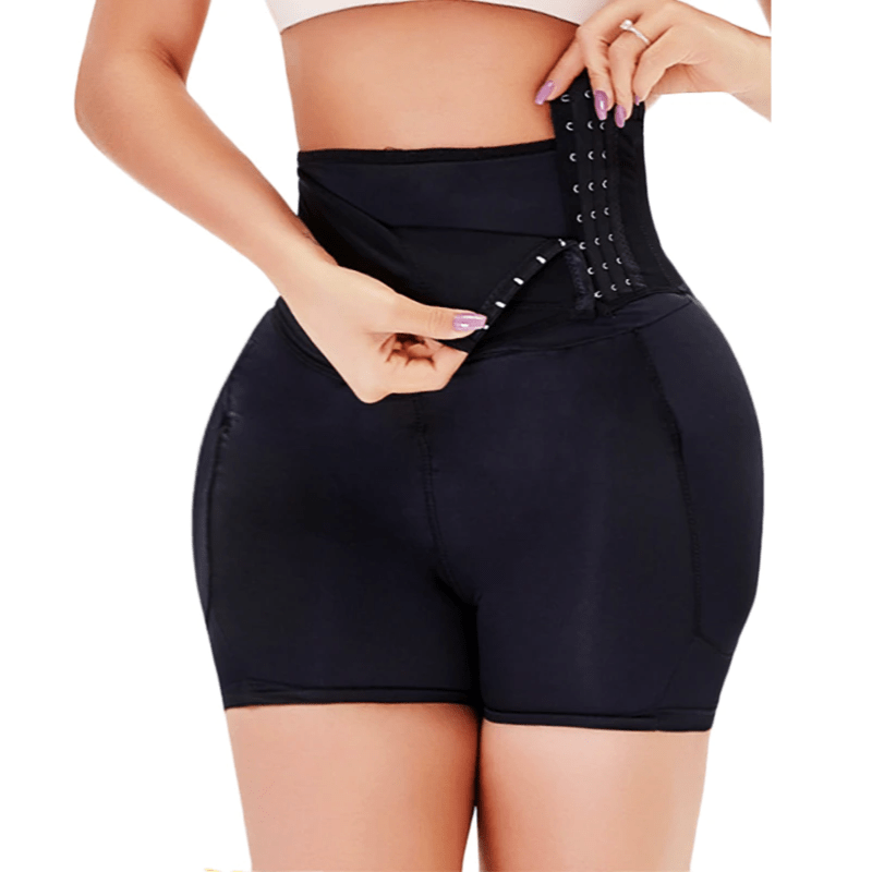  REYEOGO Criss Cross Shapewear Bodysuit and Butt Lifter Panty  Hi-Waist Trainer Body Shaper Shorts for Women Tummy Control-(Black, Medium)  : 服裝，鞋子和珠寶