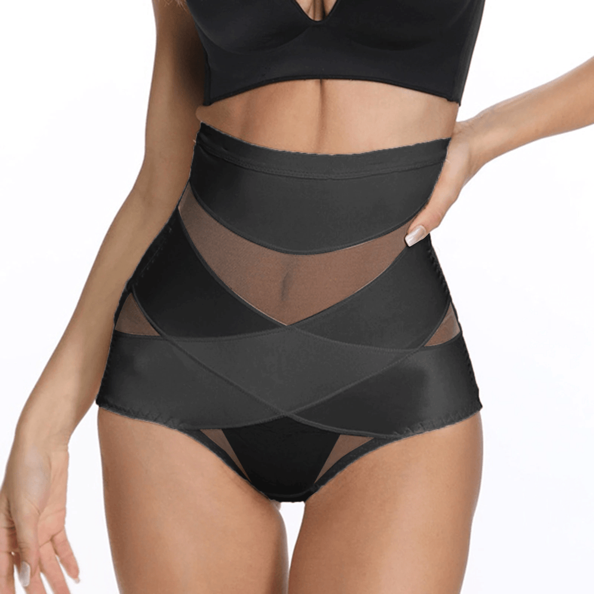 Cross Compression Abs Shaping Pants High Waisted Body Knickers Shaper E2Q1
