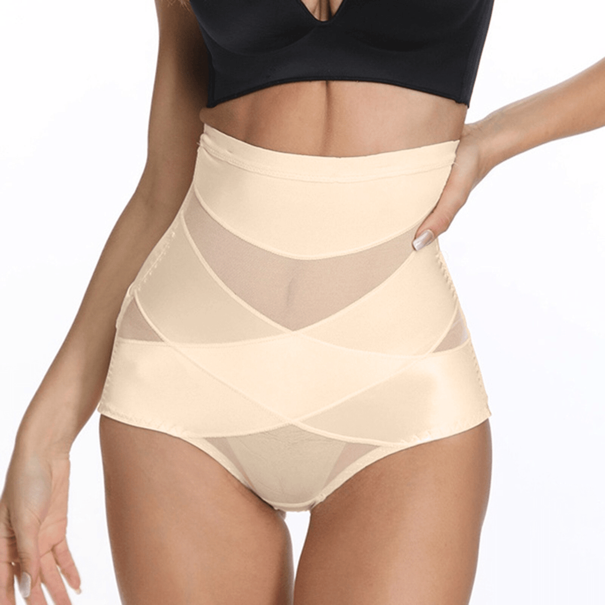 QQLADY Cross Mesh Girdle for Waist Shaping,Shorts Cross Compression Body  Shaper Seamless Bodysuit (M,2pcs-A) at  Women's Clothing store