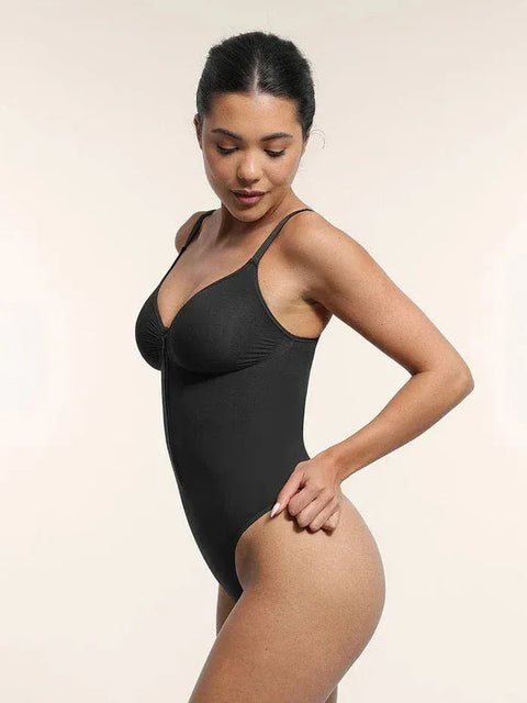 Curvypower | Australia bodysuit Plunge Front Zip Tummy Control Shape Wear Bodysuit