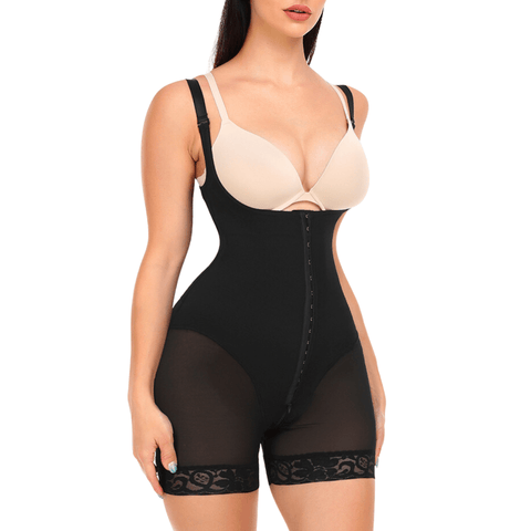 Curvypower | Australia bodysuit Open Bust Tummy Control Shapewear Bodysuit with Hook and Eye Closure