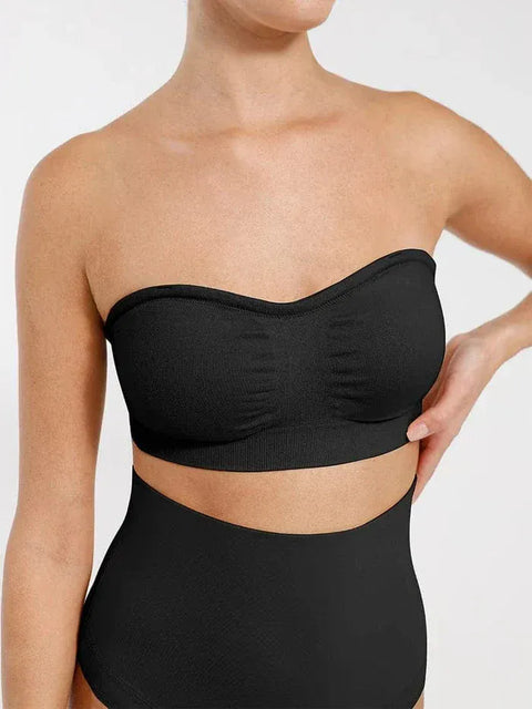 Curvypower | Australia Bras Seamless Bandeau Strapless Brassiere Non Wired push up Bra with Removable Pads