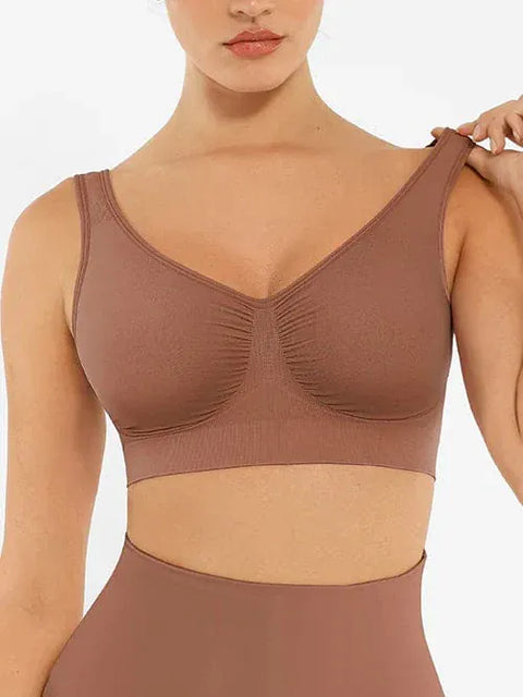 Curvypower | Australia Bras Brown / S Women's Comfortable Non Wired Sleep Lounge Bra With Wide Straps
