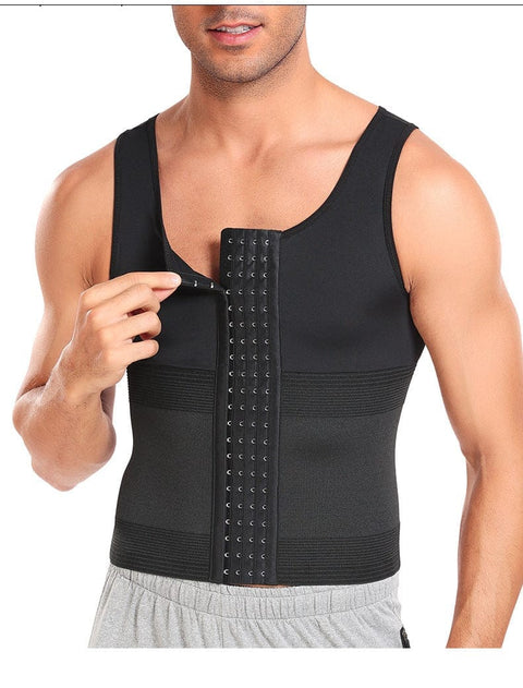 Curvypower | Australia Compression Shirt Men Tummy Control Compression Shirt Tank Top with Hook and Eye Closure