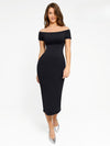 CurvyPower | AU Bodycon Black / XXS Seamless Off Shoulder Bodycon Shapewear Midi Dress