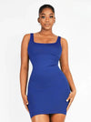 CurvyPower | AU Bodycon Blue / XS/S Snatched Square Neck Mini Dress Shapewear Bodycon With Removable Pads