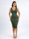 CurvyPower | AU Bodycon Dark Green / XS/S Deep V Neck Bodycon Shaping Midi Dress with Removable Pads