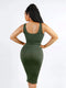 CurvyPower | AU Bodycon Deep V Neck Bodycon Shaping Midi Dress with Removable Pads