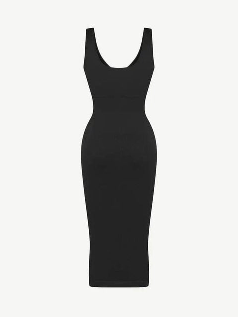 CurvyPower | AU Bodycon Deep V Neck Bodycon Shaping Midi Dress with Removable Pads