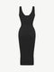 CurvyPower | AU Bodycon Deep V Neck Bodycon Shaping Midi Dress with Removable Pads