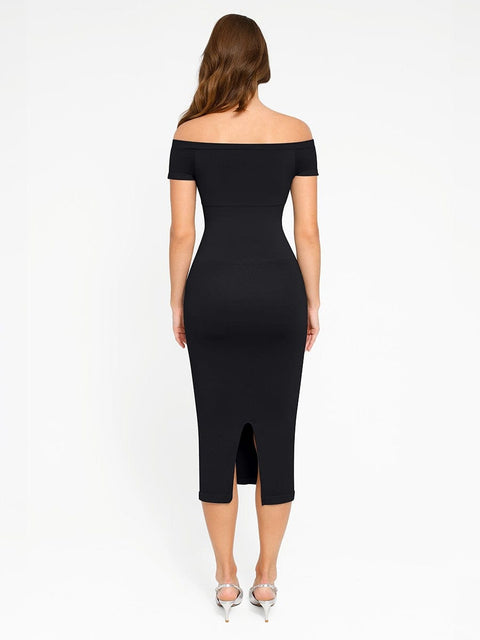 CurvyPower | AU Bodycon Seamless Off Shoulder Bodycon Shapewear Midi Dress