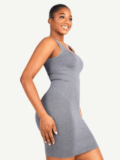 CurvyPower | AU Bodycon Snatched Square Neck Mini Dress Shapewear Bodycon With Removable Pads