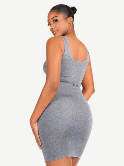 CurvyPower | AU Bodycon Snatched Square Neck Mini Dress Shapewear Bodycon With Removable Pads
