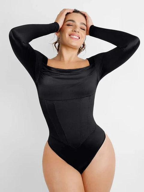 CurvyPower | AU bodysuit Black / XS Square Neck Shapewear Tummy Control Bodysuit with Removable Pads