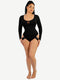 CurvyPower | AU bodysuit Built In Shapewear Long Sleeve Scoop Neck Thong Bodysuit