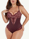 CurvyPower | AU bodysuit Burgundy / S Elegant Lace Tummy Control Shapewear Bodysuit