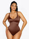 CurvyPower | AU bodysuit Dark Brown / S Tummy Control Elastic Mesh Shapewear Thong Bodysuit