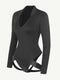 CurvyPower | AU bodysuit Deep V Neck Long Sleeve Shapewear Thong Bodysuit