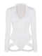 CurvyPower | AU bodysuit Deep V Neck Long Sleeve Shapewear Thong Bodysuit