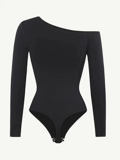 CurvyPower | AU bodysuit Long Sleeve One Shoulder Shapewear Thong  Bodysuit