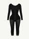 CurvyPower | AU bodysuit Long Sleeve Shapewear Bodysuit with U-Shape Bust Support