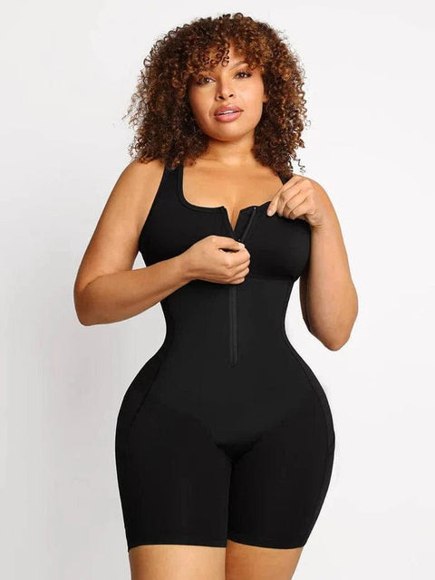 CurvyPower | AU bodysuit One Piece Shaping Bodysuit with Front Zipper and Side Pockets