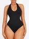 CurvyPower | AU bodysuit Waist Control Halter Neck Shapewear Bodysuit