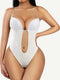 CurvyPower | AU bodysuit White / S Lace-Trimmed Deep V Neck Shapewear Low Back Bodysuit