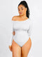 CurvyPower | AU bodysuit White / XS/S Long Sleeve One Shoulder Shapewear Thong  Bodysuit