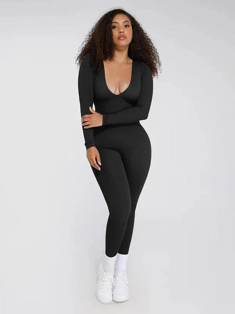 CurvyPower | AU Jumpsuit Deep V Whole Body Jumpsuit Tummy Control Shaping Bodysuit