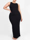 CurvyPower | AU Maxi Dress Black / S Light Support Round Neck Bodycon Long Dress