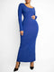 CurvyPower | AU Maxi Dress Blue / S Built In Shapewear Long Sleeve Bodycon Maxi Dress