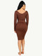 CurvyPower | AU Midi Dress Long Sleeve V Neck Bodycon Waist Cinching Shaper Midi Dress