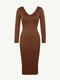 CurvyPower | AU Midi Dress Long Sleeve V Neck Bodycon Waist Cinching Shaper Midi Dress