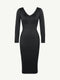 CurvyPower | AU Midi Dress Long Sleeve V Neck Bodycon Waist Cinching Shaper Midi Dress