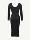 CurvyPower | AU Midi Dress Long Sleeve V Neck Bodycon Waist Cinching Shaper Midi Dress