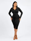 CurvyPower | AU Shirt Dress Black / XS/S Tummy Control Retro Long Sleeve Shapewear Shirt Dress