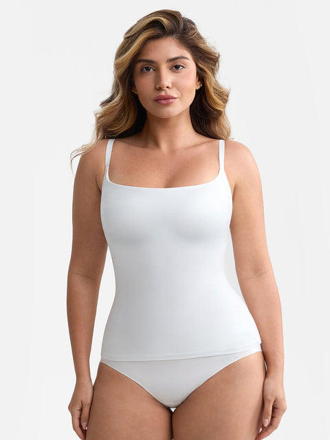 Curvypower | Australia Apparel & Accessories > Clothing > Tops > Tank Tops Scoop Neck Tank Top with Light Shaping and Anti-Sheer Bust Lining