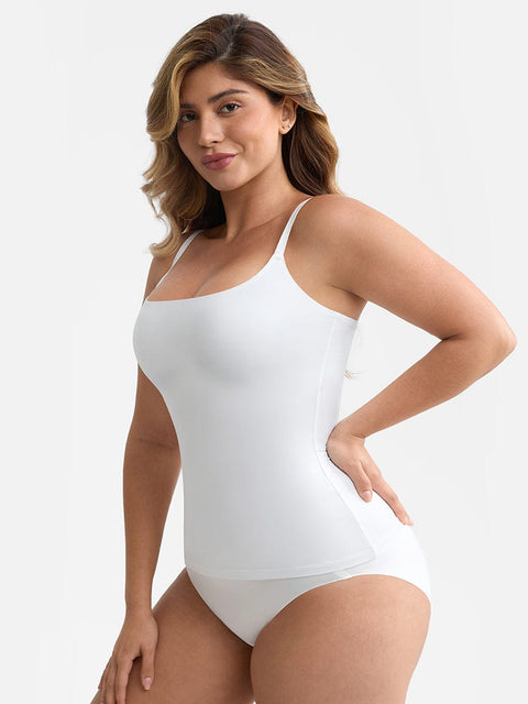 Curvypower | Australia Apparel & Accessories > Clothing > Tops > Tank Tops Scoop Neck Tank Top with Light Shaping and Anti-Sheer Bust Lining