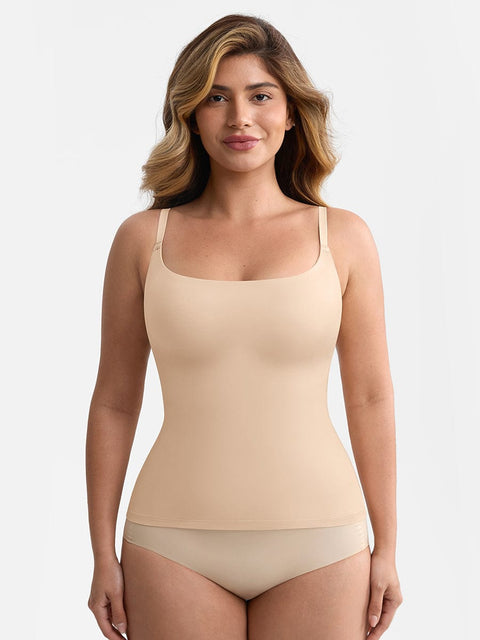 Curvypower | Australia Apparel & Accessories > Clothing > Tops > Tank Tops Scoop Neck Tank Top with Light Shaping and Anti-Sheer Bust Lining