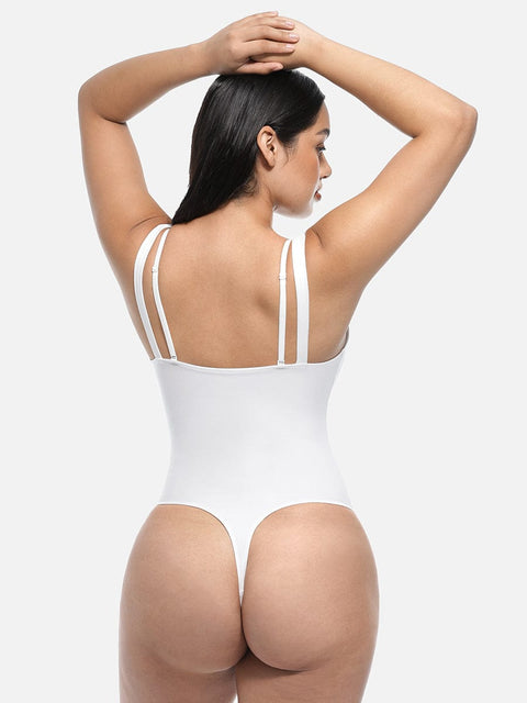 Curvypower | Australia Apparel & Accessories > Clothing > Underwear & Socks > Bodysuits Leopard Print Lace V-Neck Shapewear Bodysuit Tummy Control Thong Shaping Bodysuit for Women with T-Back Design