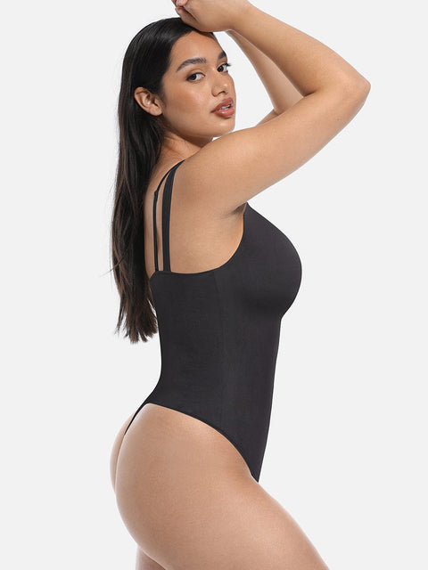 Curvypower | Australia Apparel & Accessories > Clothing > Underwear & Socks > Bodysuits Leopard Print Lace V-Neck Shapewear Bodysuit Tummy Control Thong Shaping Bodysuit for Women with T-Back Design