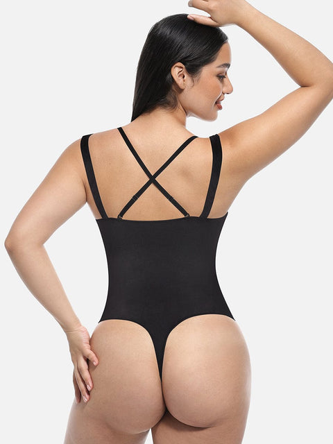 Curvypower | Australia Apparel & Accessories > Clothing > Underwear & Socks > Bodysuits Leopard Print Lace V-Neck Shapewear Bodysuit Tummy Control Thong Shaping Bodysuit for Women with T-Back Design