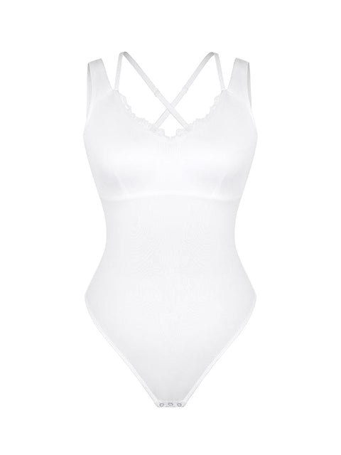 Curvypower | Australia Apparel & Accessories > Clothing > Underwear & Socks > Bodysuits Leopard Print Lace V-Neck Shapewear Bodysuit Tummy Control Thong Shaping Bodysuit for Women with T-Back Design