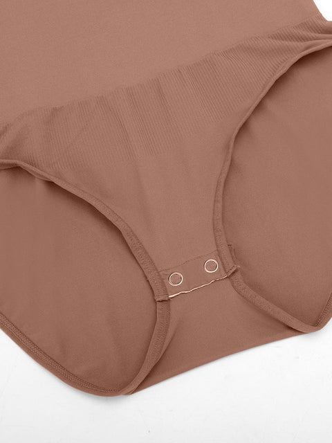 Curvypower | Australia Apparel & Accessories > Clothing > Underwear & Socks > Bodysuits Seamless Crew Neck Long Sleeve Tummy Control Snap Crotch Briefs Shapewear Bodysuit