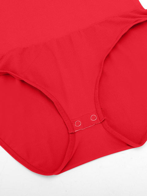 Curvypower | Australia Apparel & Accessories > Clothing > Underwear & Socks > Bodysuits Seamless Crew Neck Long Sleeve Tummy Control Snap Crotch Briefs Shapewear Bodysuit