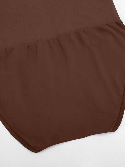 Curvypower | Australia Apparel & Accessories > Clothing > Underwear & Socks > Bodysuits Seamless Crew Neck Long Sleeve Tummy Control Snap Crotch Briefs Shapewear Bodysuit