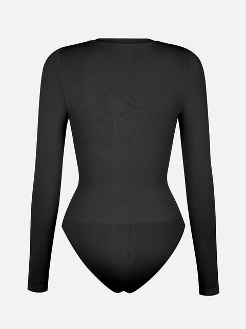 Curvypower | Australia Apparel & Accessories > Clothing > Underwear & Socks > Bodysuits Seamless Crew Neck Long Sleeve Tummy Control Snap Crotch Briefs Shapewear Bodysuit