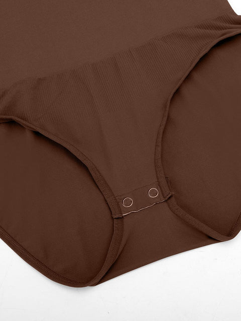 Curvypower | Australia Apparel & Accessories > Clothing > Underwear & Socks > Bodysuits Seamless Crew Neck Long Sleeve Tummy Control Snap Crotch Briefs Shapewear Bodysuit