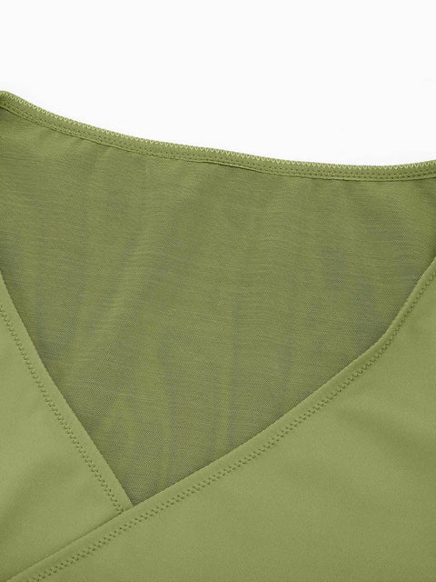 Curvypower | Australia Apparel & Accessories > Clothing > Underwear & Socks > Bodysuits V-neck Overlapping Pleated Shapewear Bodysuit with Tummy Control